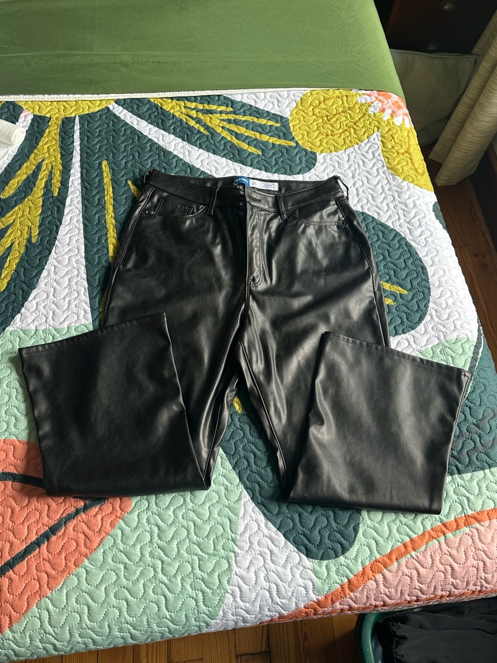 Old Navy Black Faux Leather Flare Pants